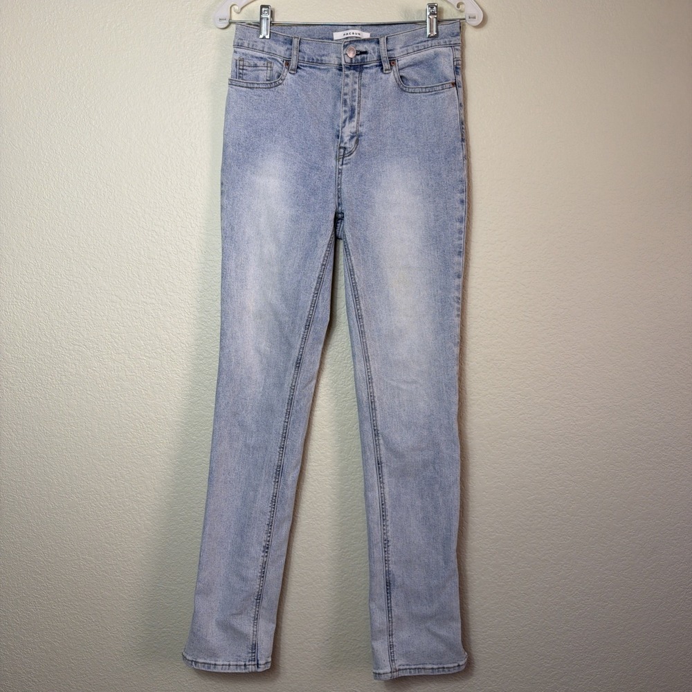 PacSun High Rise Slim Blue Jeans 27 Split Hem Stretch High Waisted Ankle